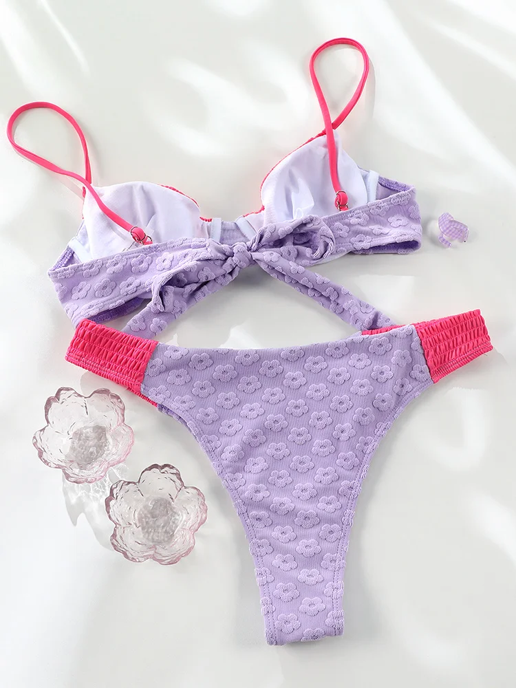 Miyouj Sexy Bikini Set Push Up Bikinis Patchwork Swimsuit Women String Beachwear Two Piece Suits Mujer Thong Biquini