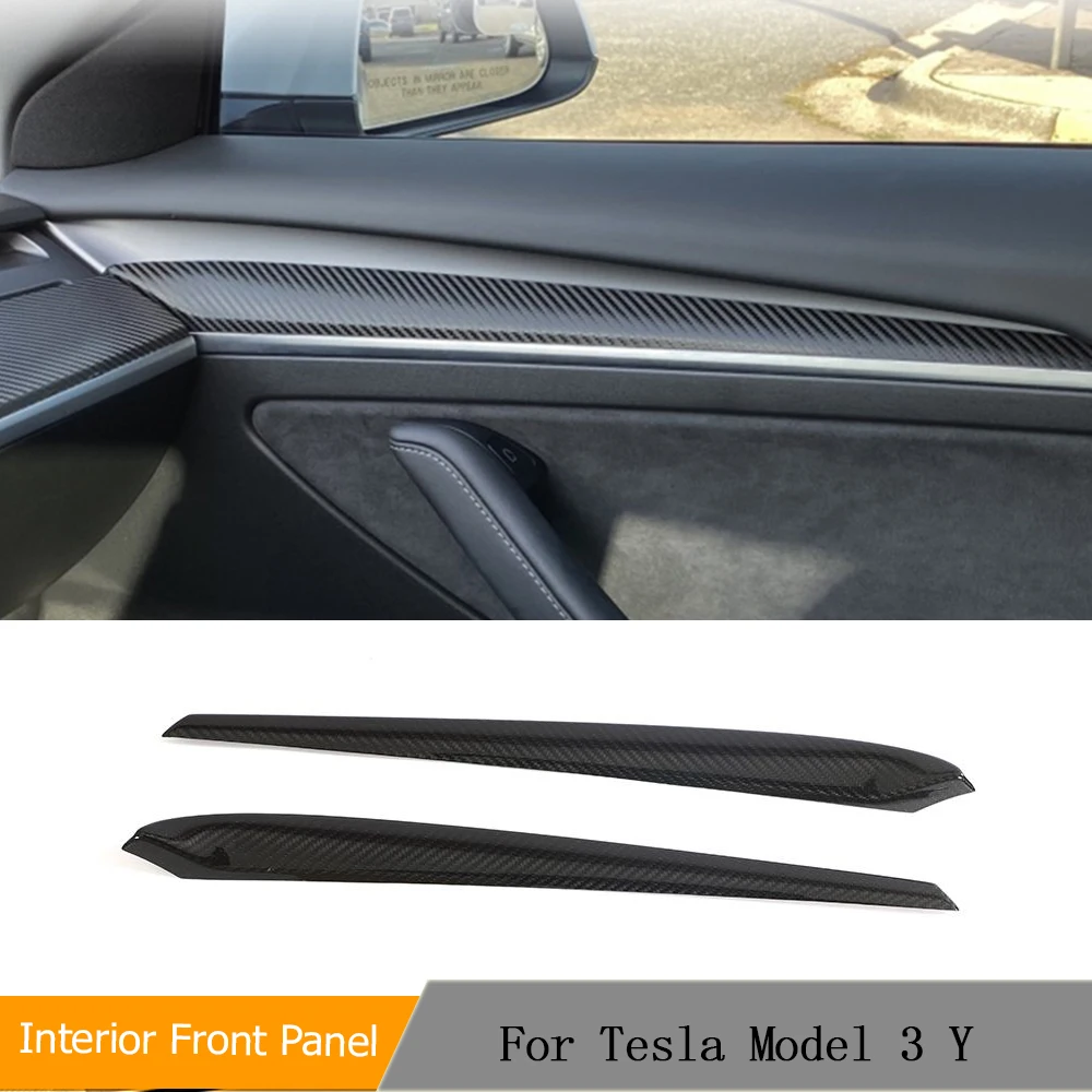 

Car Interior Front Door Panel Trim For Tesla Model 3 Y 2021-2023 Inner Door Moldings Trim Decoration Accessories Dry Carbon