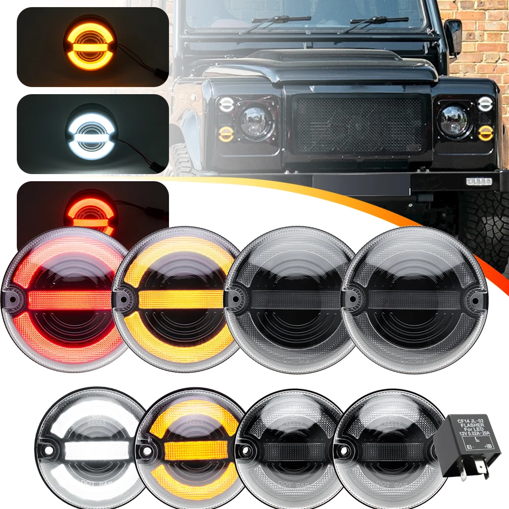 

8X 73 95mm LED Complete Update kit For Land Rover Defender 90 110 130 1995-2016 turn signal light/parking light/brake stop light