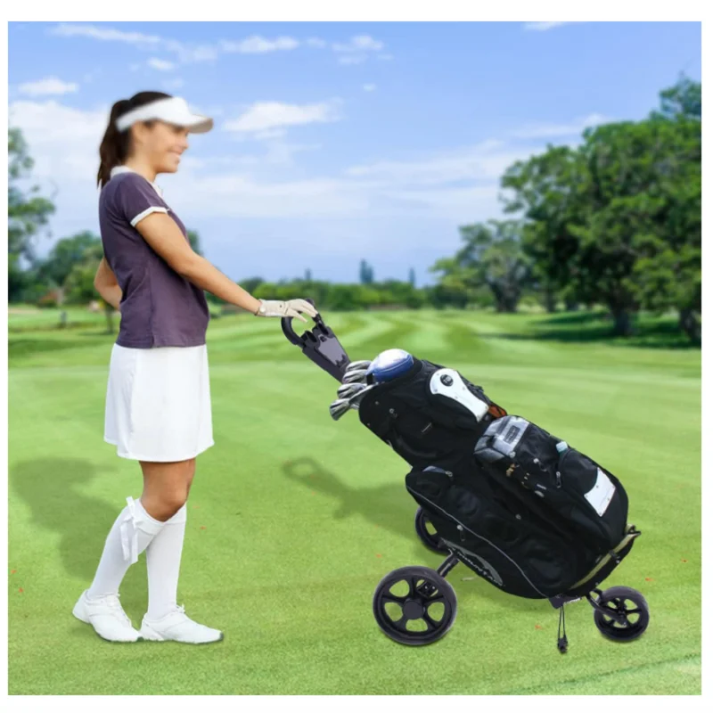 Golf Push Pull Cart 3Wheels Folding Golf Push Cart with Scoreboard Adjustable Straps Lightweight Aluminum Push Pull Golf CART