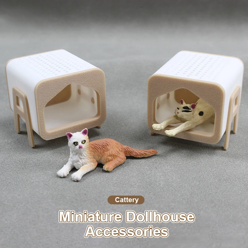 Micro Cat House Miniature, 1:12 Dollhouse Furnishing Pet Scene Accessory Toy Prop