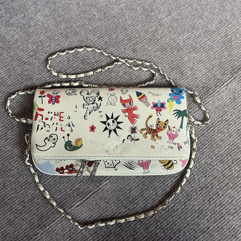 

Новая классическая модная универсальная женская сумка с откидной спинкой и принтом граффити на плечо, сумка ita bolsos mujer сумка