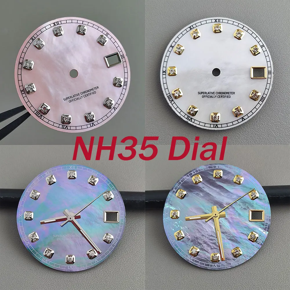 New 28.5mm Mother of Pearl dial gradient S dial without luminous NH35 movement watch accessories and tools