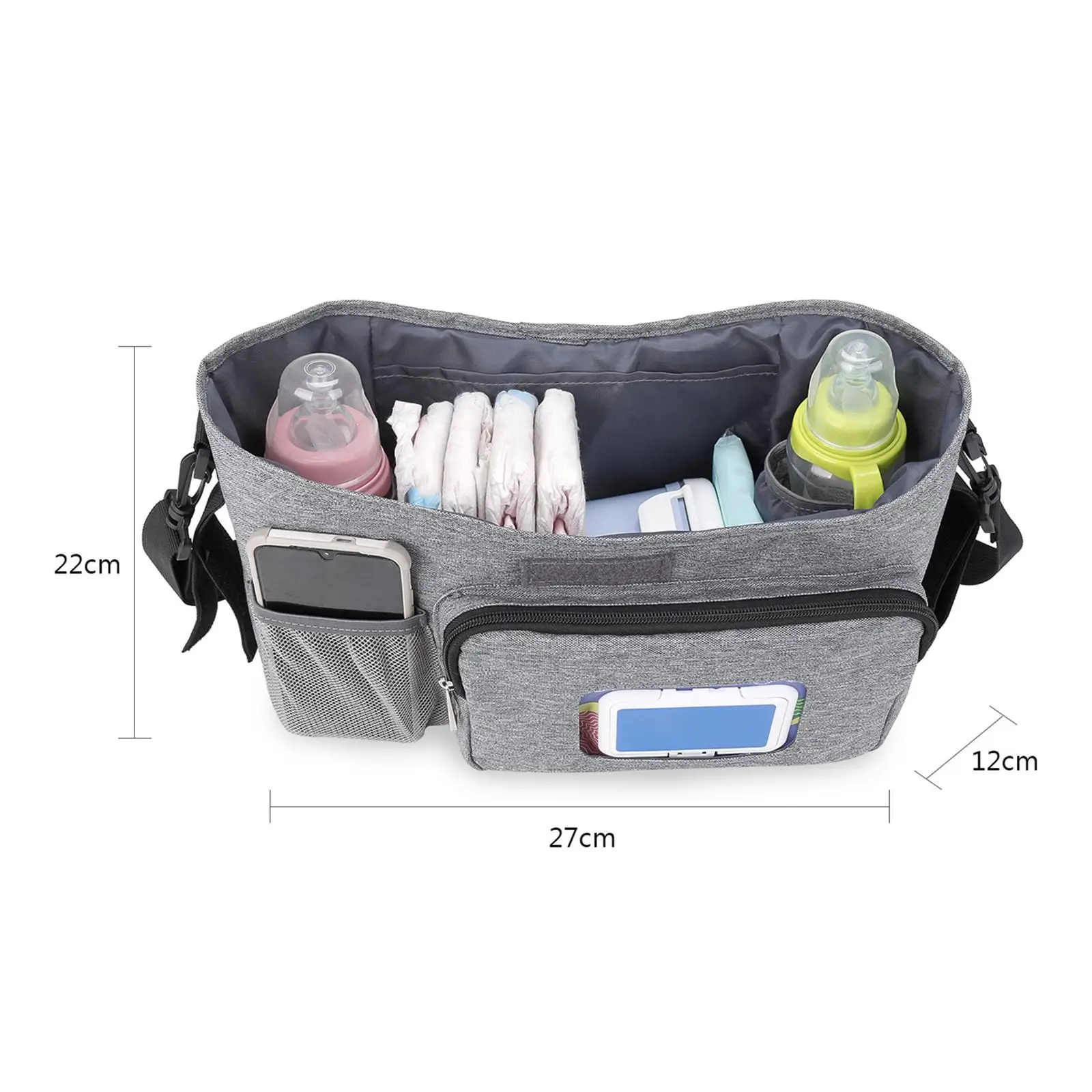 Universal Stroller Organizer with Insulated Cup for Pushchair Buggy