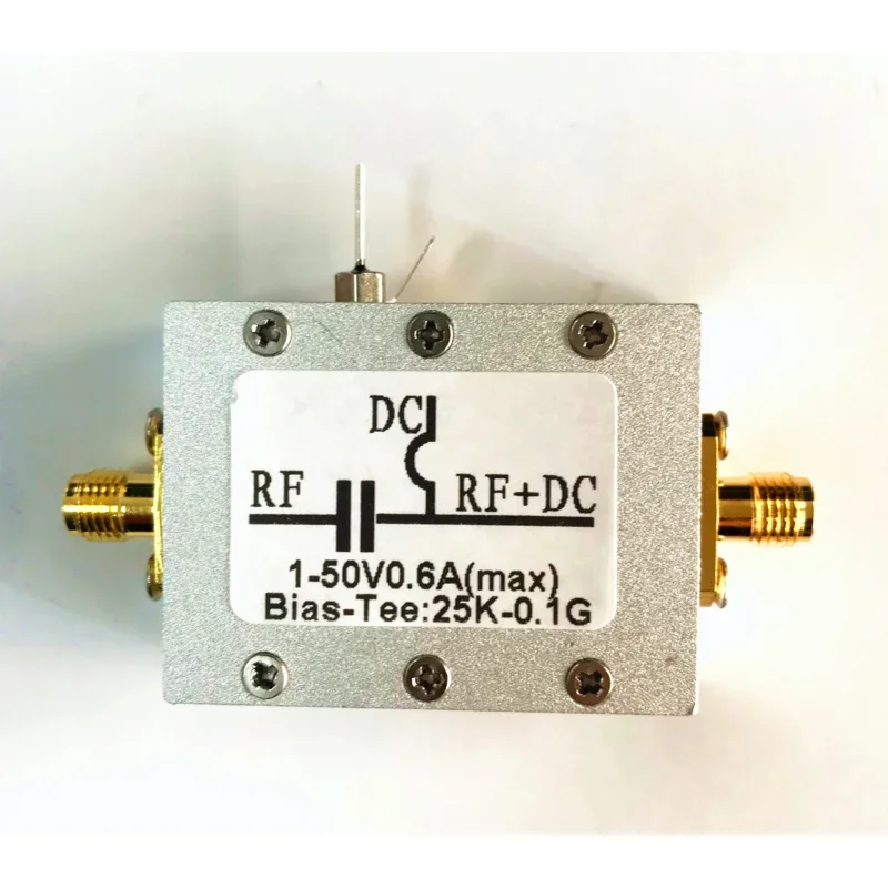 RF DC Block Biaser Coaxial Feed Bias Tee 25K-100MHz Low Insertion Loss HF AM