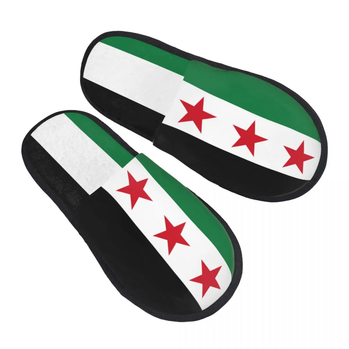 Custom Syrian Arab Republic Three Red Star Syria Flag Comfy Scuff Memory Foam Slippers Women Bedroom House Shoes