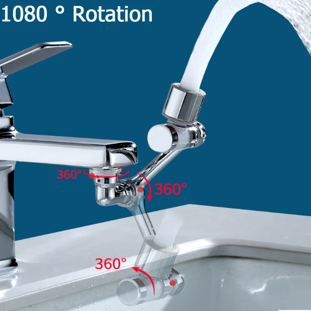 Kitchen Faucet Extender with Filter 2 Modes Metal Universal Swivel Bubbler Nozzle Sprayer 1080° Rotate Filtered Faucet Extension