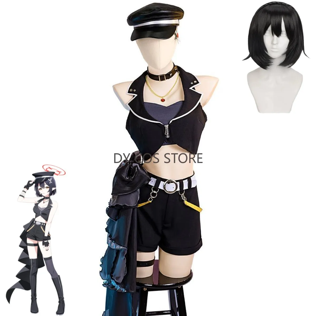 

Игра Blue Archive The Animation Okusora Ayane Косплей Костюм Черный Жилет Топ Шорты Шляпа Униформа Женский Сексуальный Костюм Хэллоуина