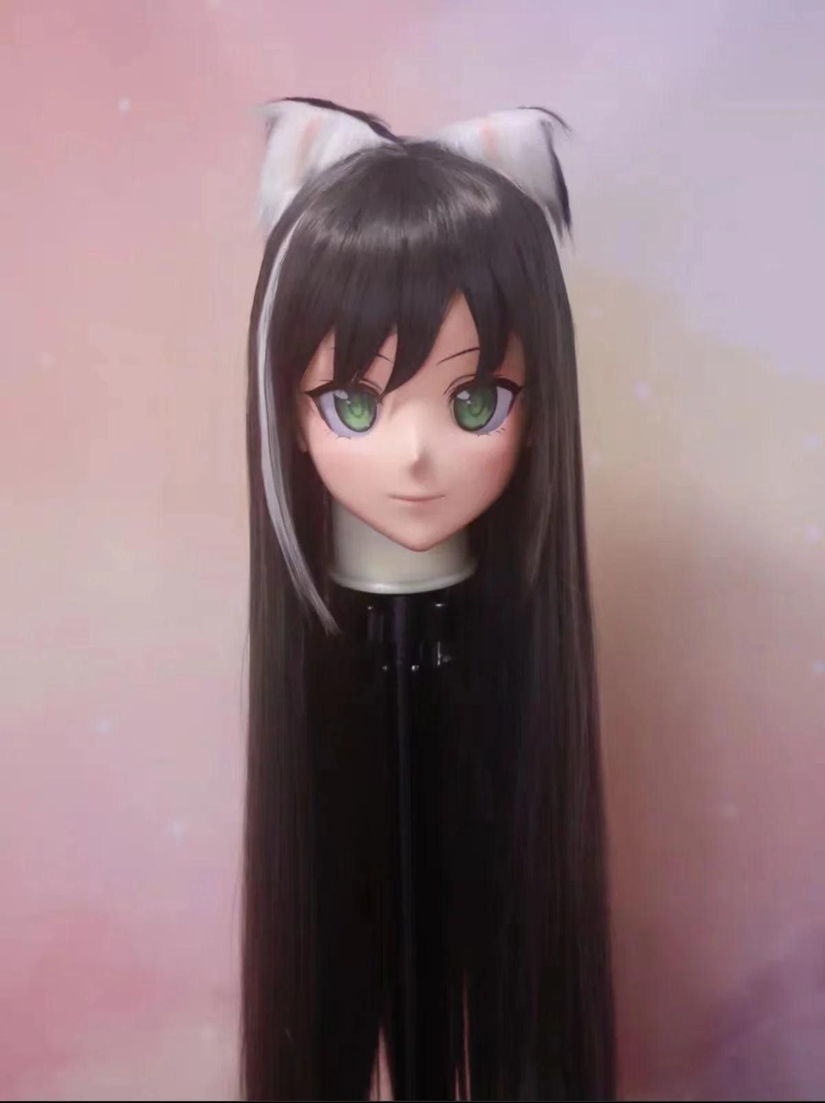 (Mask-008)  Customize Character Female/Girl Resin Kig Half Head With Lock Anime Cosplay Japanese Animego Kigurumi Mask