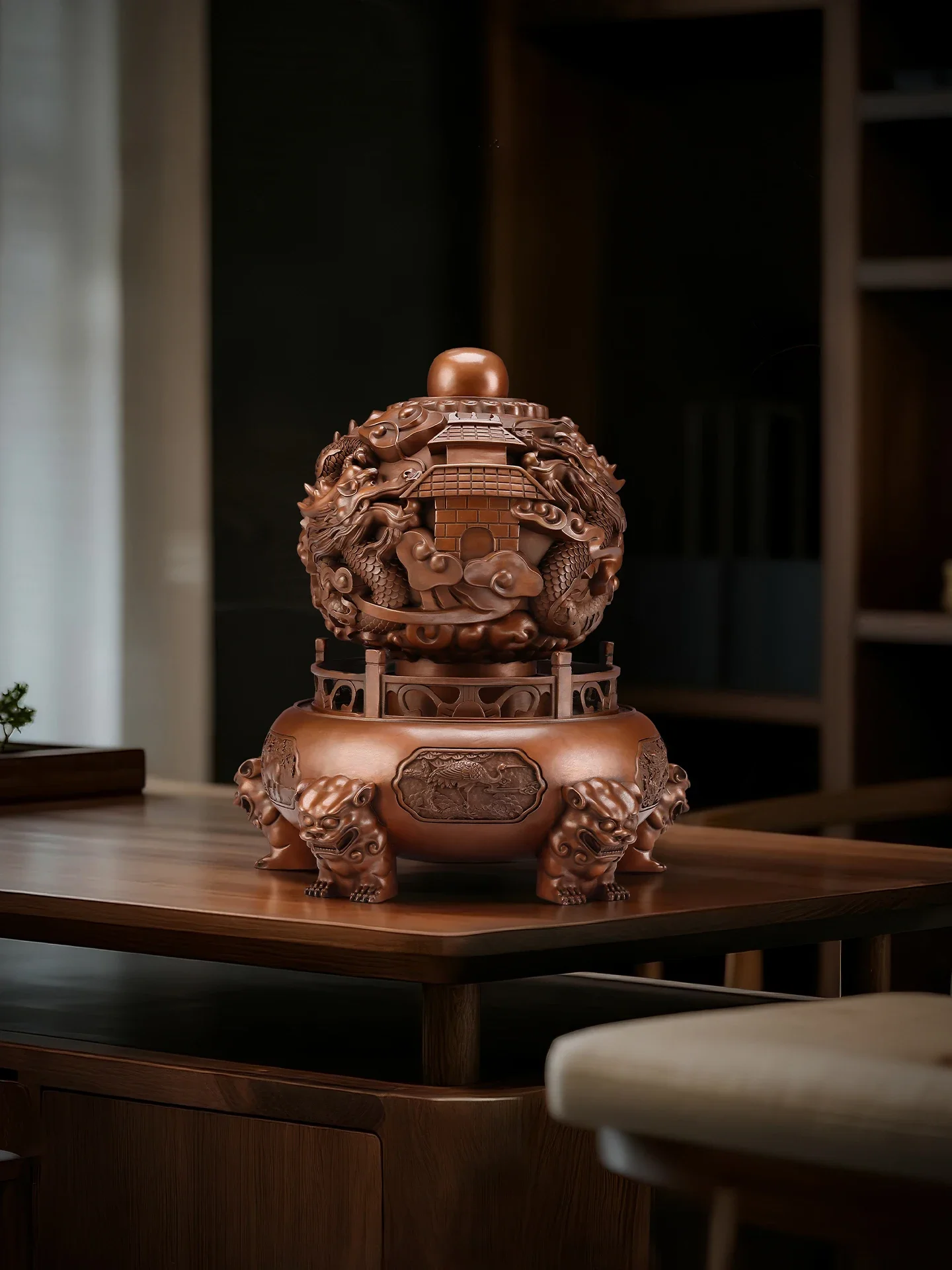 

Jiuzhuan Qiankun Ding Ornament Chinese Home Furnishing Living Room Entrance Office Ornament Opening Gift