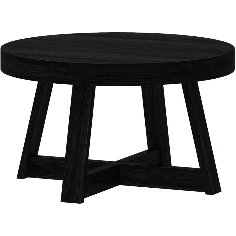 Classic Round Coffee Table, 30 Inch Farmhouse Coffee Table, Mini Center Tables for Small Spaces, Small Living Space