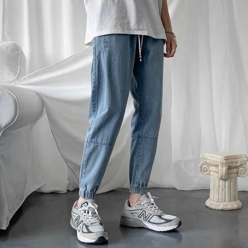 

Harem Trousers Men's Jeans Korean Style Aesthetic Cotton Washed 90s Streetwear Y 2k Vintage Stylish Xs Cropped Male Cowboy Pants