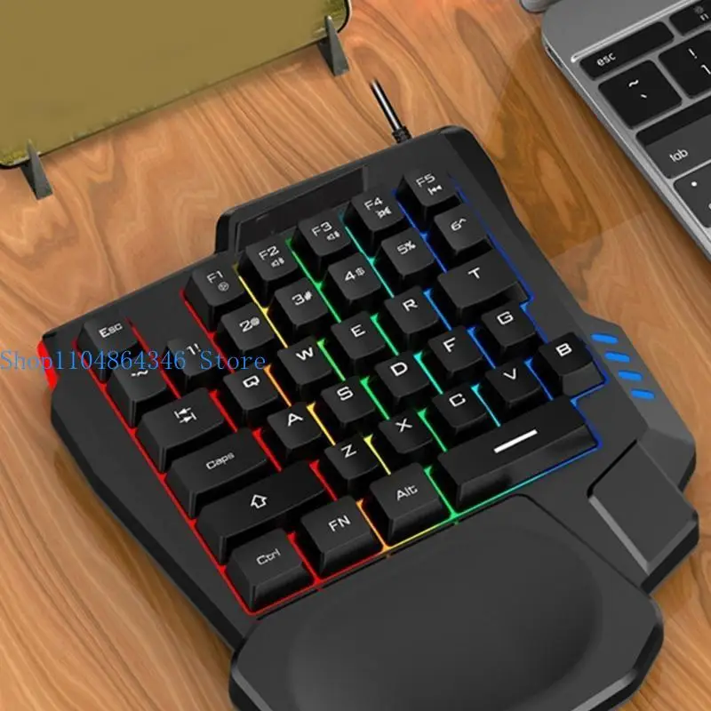 

652F 14key Mechanical Feel Gaming Keyboard for Competitive Play with Color Lighting