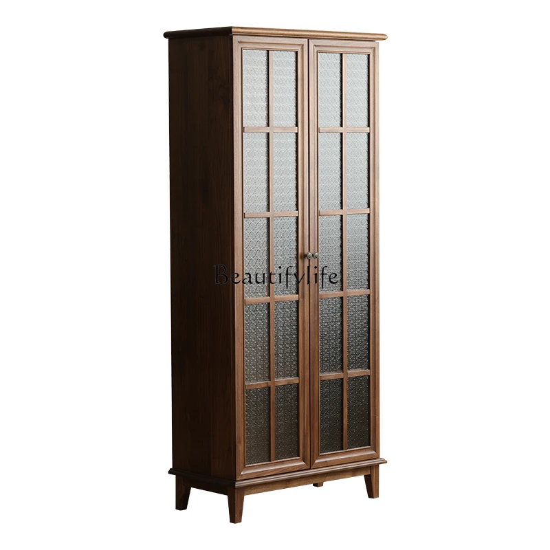 

American-Style Solid Wood Bookcase North America Black Walnut Modern Minimalist Bookshelf Storage Cabinet