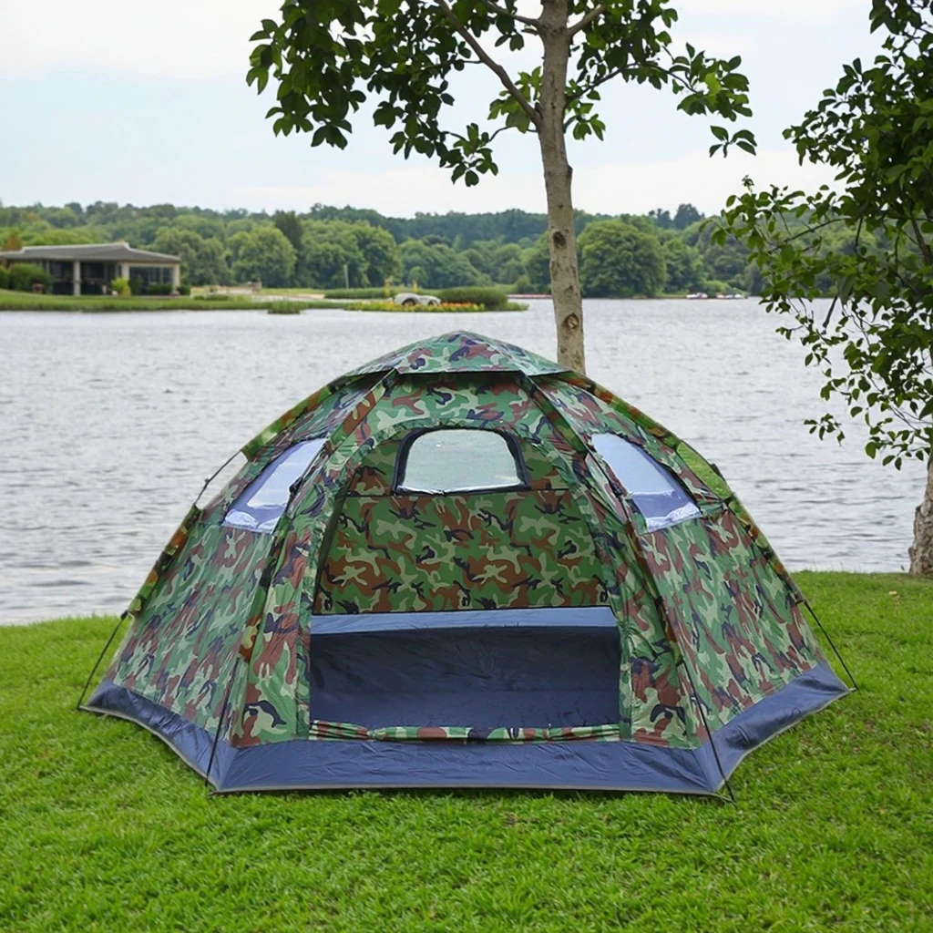 Tenda mimetica per esterni a doppia porta, portatile, automatica, con apertura rapida, per il campeggio in montagna