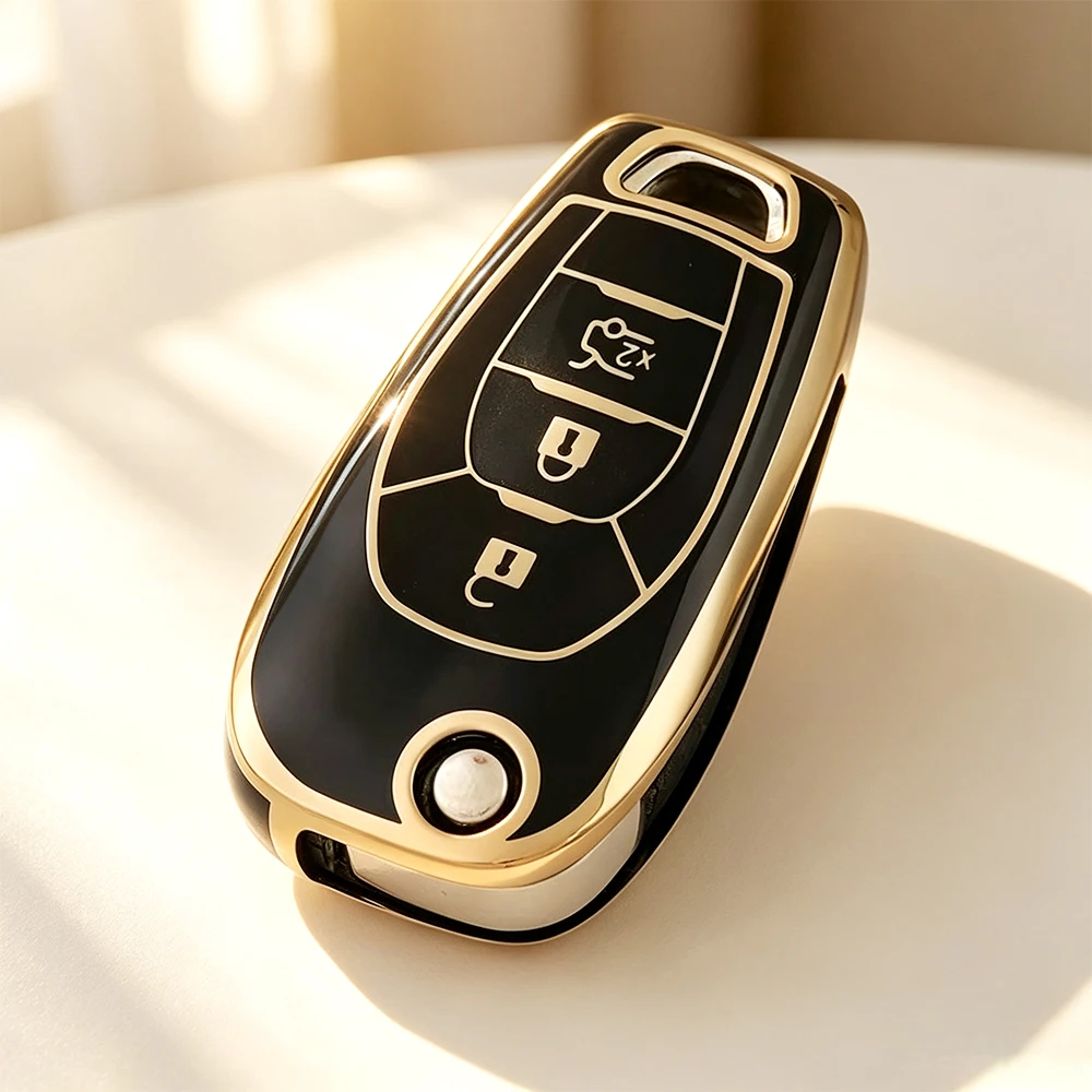 Funda de TPU con 3 Botones para Llave de Coche Chevrolet Cruze Trax LS Badge Spark Sonic Aveo Tracker Onix RS Trailblazer