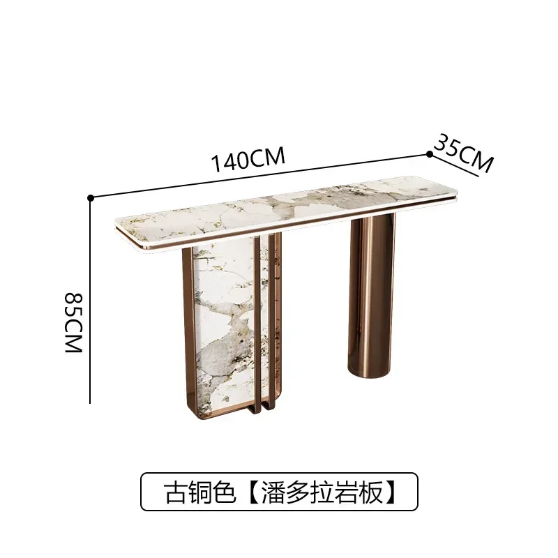 Light luxury marble pattern Xuanguantai stainless steel decorative table entry living room end view table rock slab new