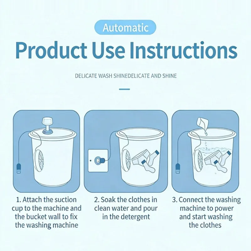 A67Z! USB Powered Mini Washing Machine Portable For Sock Underwear Two-Way Rotating Turbine For Travel Home Business