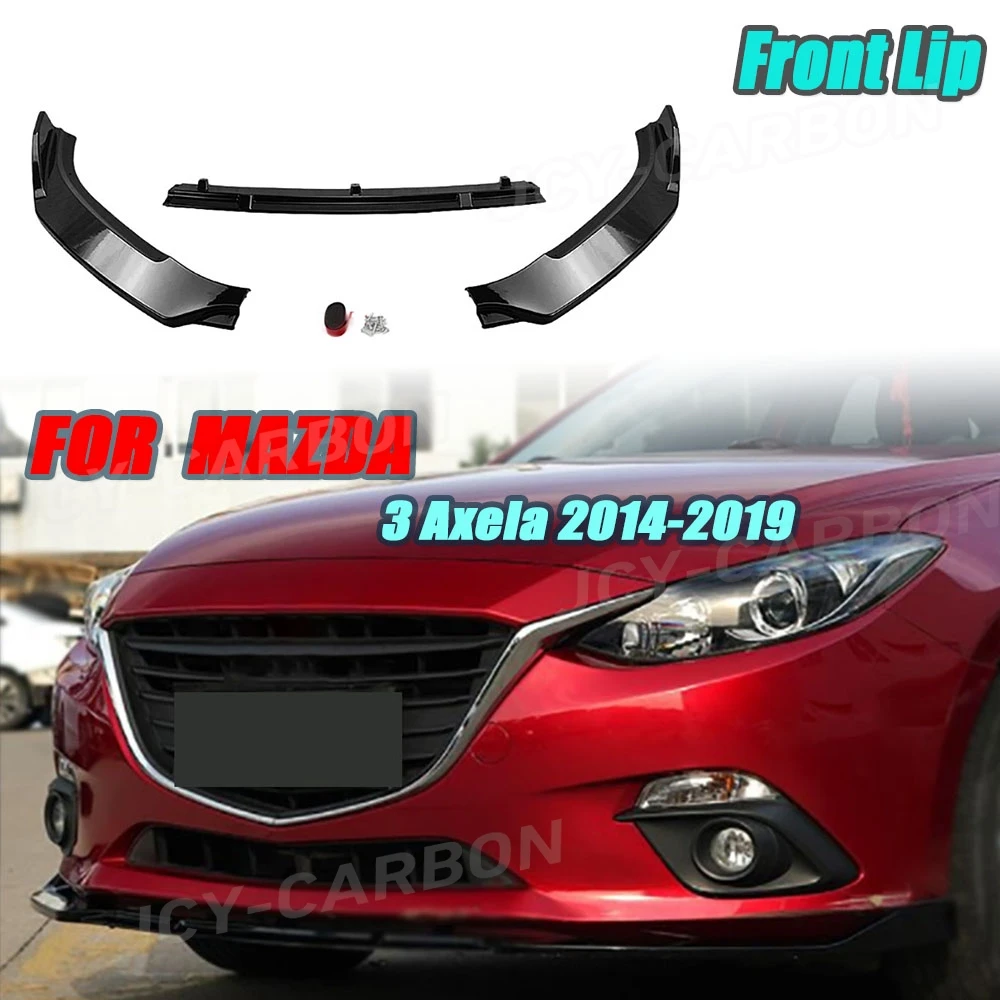 

JCYECF для MAZDA 3 Axela 2014-2019, передний нижний бампер, спойлер, сплиттер, диффузор, защитная крышка, ABS, глянцевый черный тюнинг