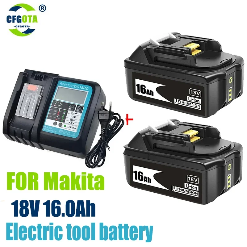 

18V16Ah Rechargeable Battery 18000mah Li-Ion Battery Replacement Power Battery for MAKITA BL1880 BL1860 BL1830battery+3A Charger