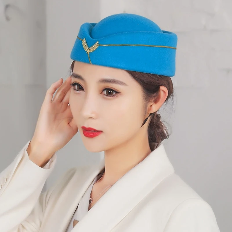 Airline stewardess Flight attendant hat Air Hostess Formal Uniform for steward trainman train conductor member