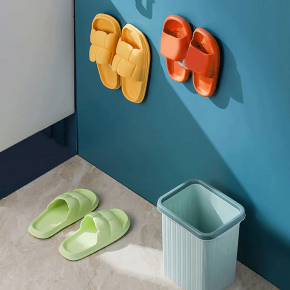 

Plastic Slippers Holder No Drilling Waterproof Slippers Shelf For Living Room Toilet