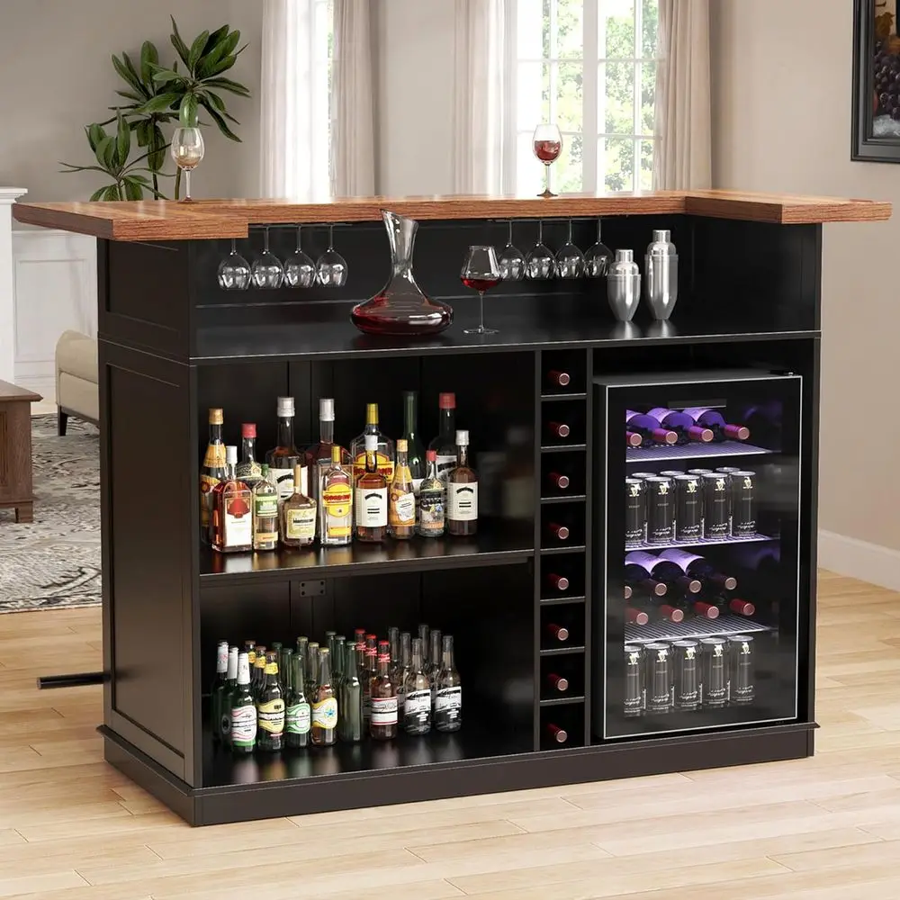 

63.1 U-Shape Home Bar with Fridge and Storage for Basement or Living Room Customized