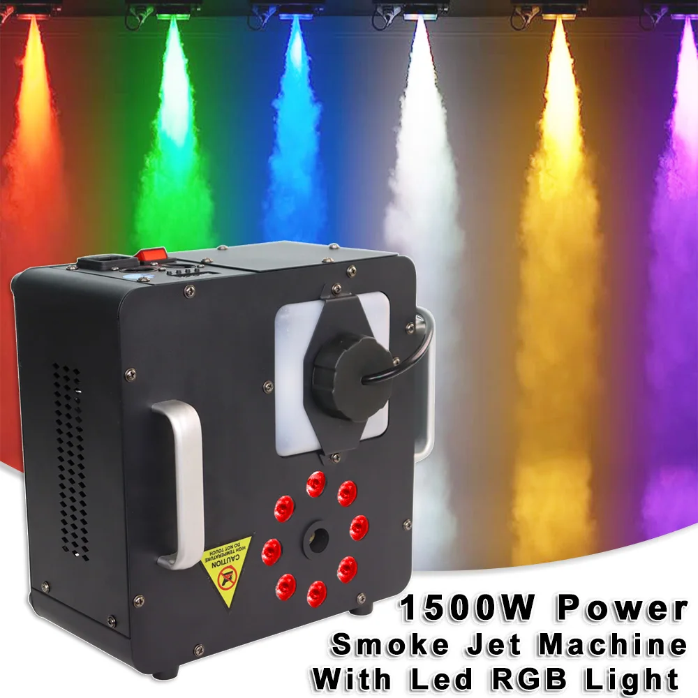 YUER 1500W LED RGB Fog Smoke Machine DMX Control Vertical  Column Haze Jet Effect Machine DJ Disco Nightclub Wedding Dance Show