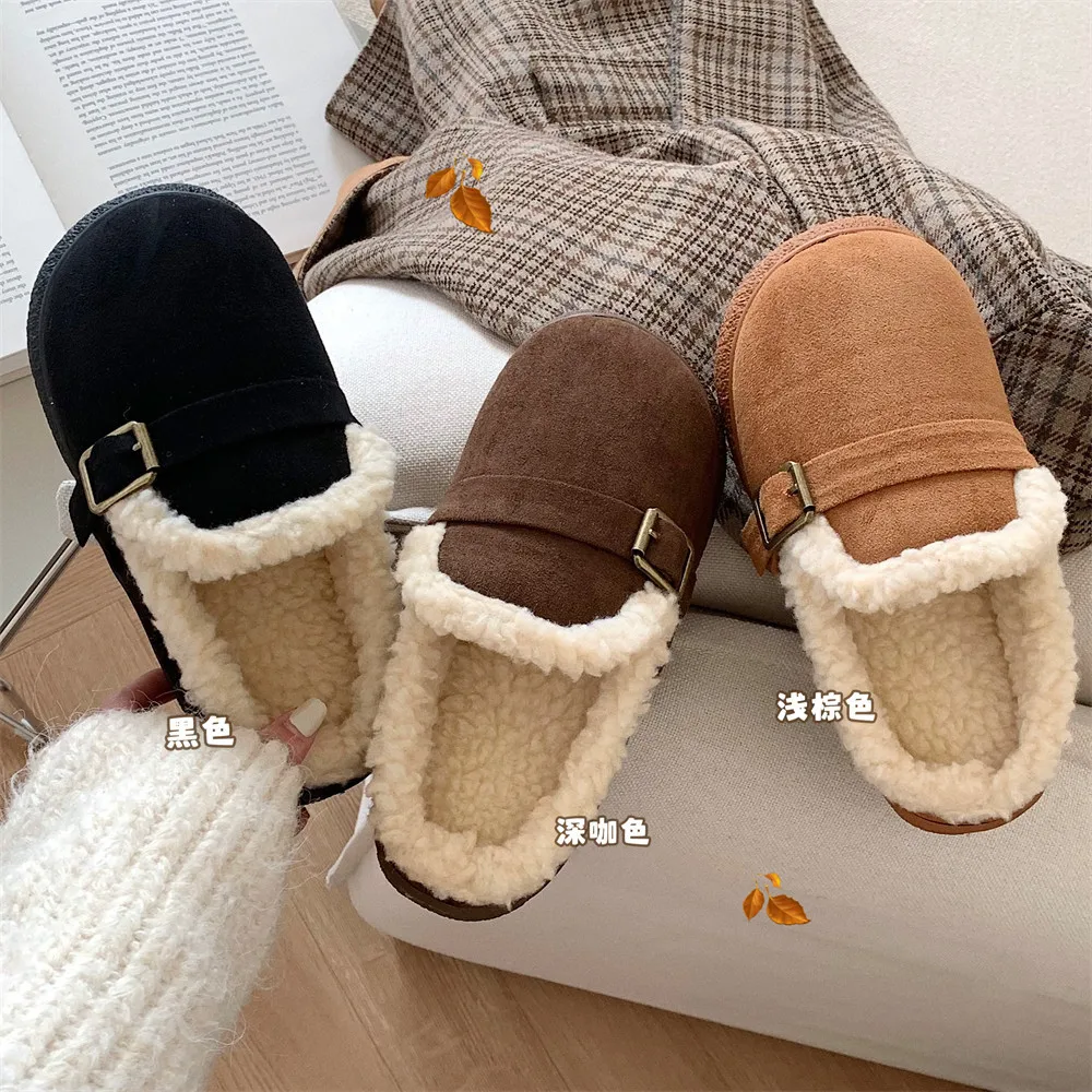 Outdoor Cotton Slippers Women Autumn Winter New Warm Footwear Slippers Fashion Outer Wear Women's Light Shoes Retro style