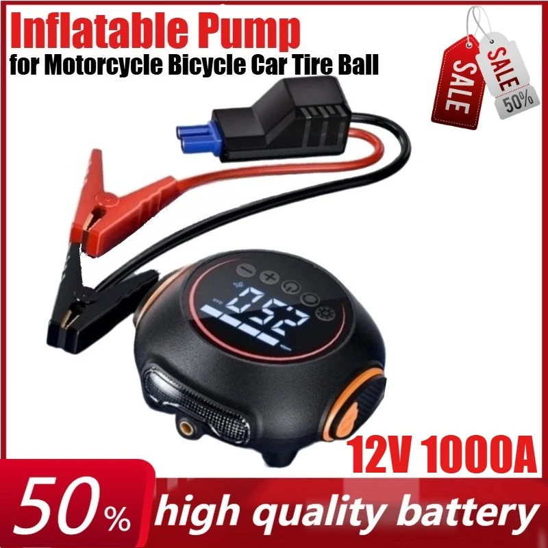

12V 8000mAh Car Jump Starter Portable Intelligent Air Pump for Motorcycle Bicycle Car Tire Repair Testing Instrument Power Bank