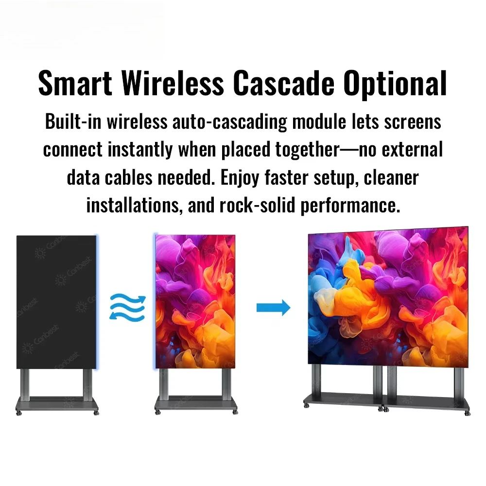 Canbest P1.5 P1.8 93inch Foldable LED Poster Display with Motorized 850mm Elevation LED Banner Screen 600 Nits for Luxury Retail