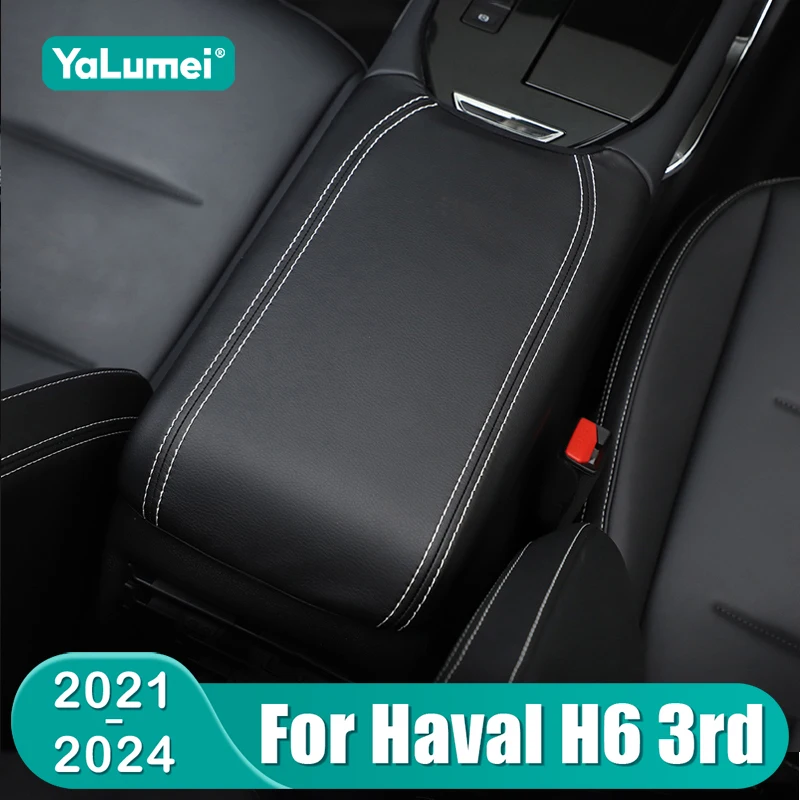 For Haval H6 3rd Gen 2021 2022 2023 2024 HEV PHEV Leather Car Armrest Box Protector Cover Trim Accessories
