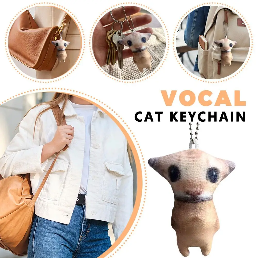 Funny Abstract Amigadiduo Meow Plush Pendant - Cute Cat Keychain, Backpack Bag Charm for Daily Decoration