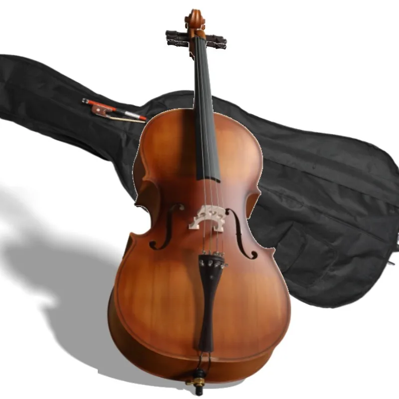 4/4 Matte Natural Color BASSWOOD Panel Cello with Bag Bow, Classical Music, Orchestra Instrument, Vintage Cello, Classic Look