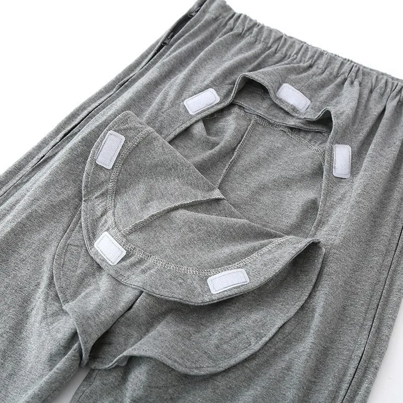 Calça Anti-Embaraçoso de Virilha Aberta para Homens, Calça Paciente, Fixo de Cama, Idoso, Incontinência, À Prova de Frio, Adulto