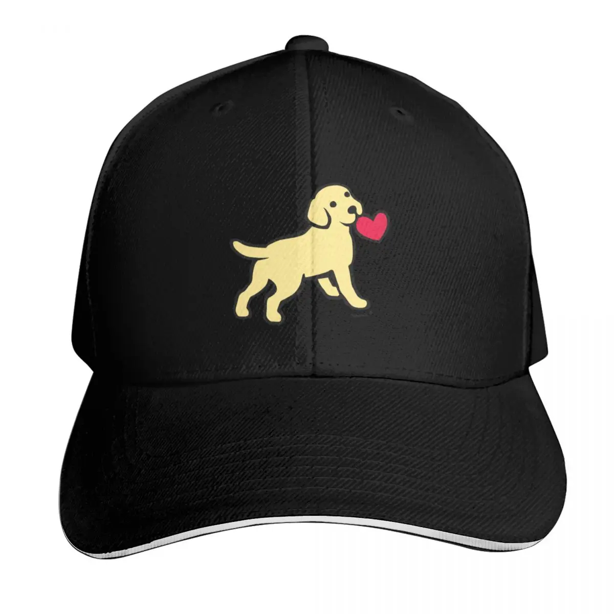 Yellow Labrador Puppy with a Little Heart Baseball Cap Snapback Flat Bill Strapback Dad Hat Six Panel Structured Crown