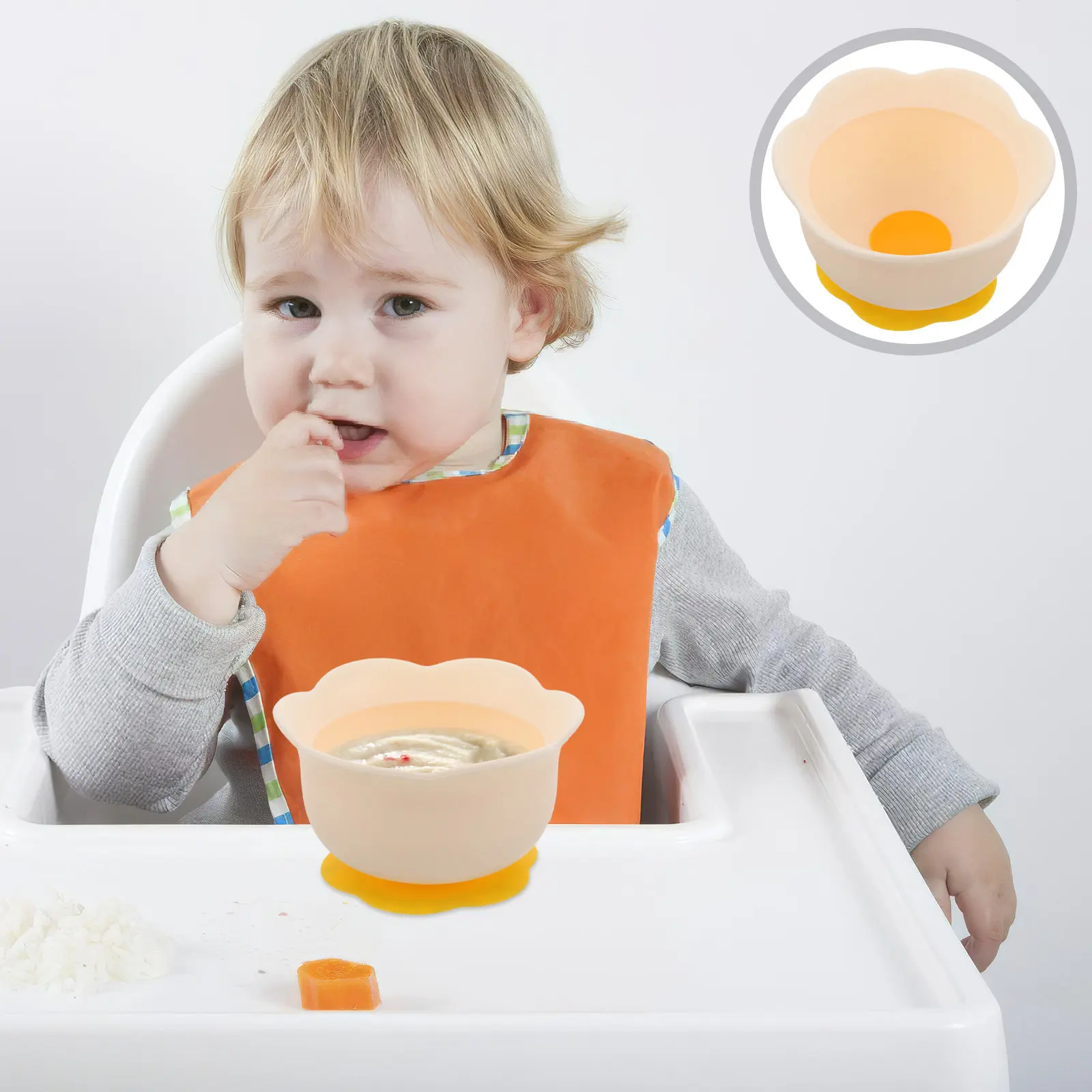 

Baby Silicone Suction Bowl Non Slip Feeding Food Bowl for Infants Toddlers Egg Flower Design Microwave Safe Toddler