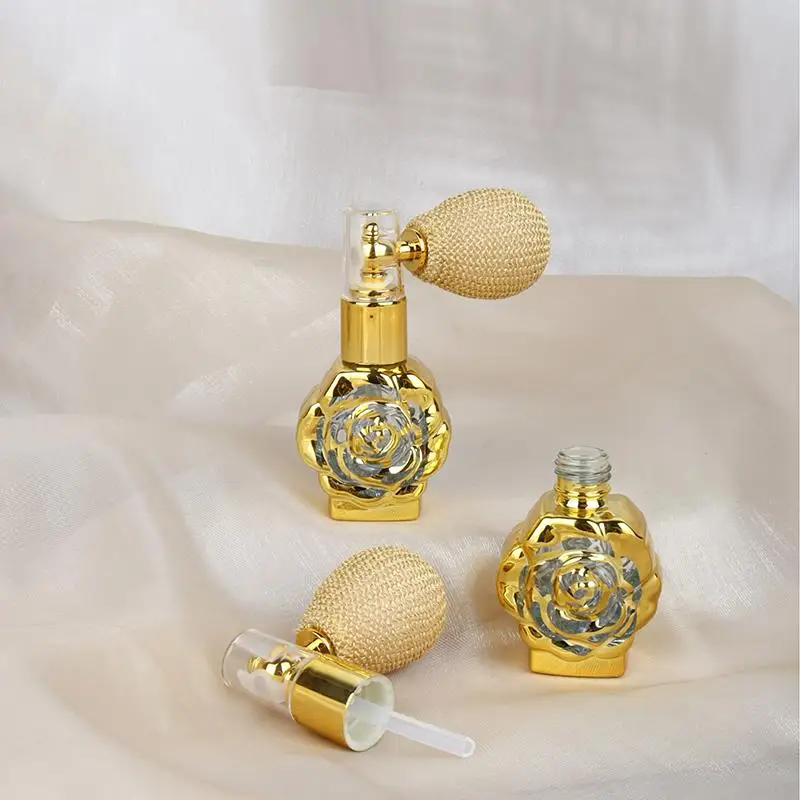 1Pcs Rose Glass Perfume Powder Atomizer Airbag Fragrance Splitter Portable Cosmetic Sample Spray Bottle For Beauty Products