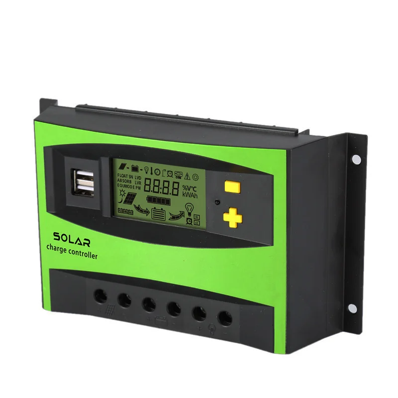 High Quality 20A 30A 40A 12V/24V Auto Solar System Controller PWM Solar Charge Controller With Dual USB Double Keys Optional