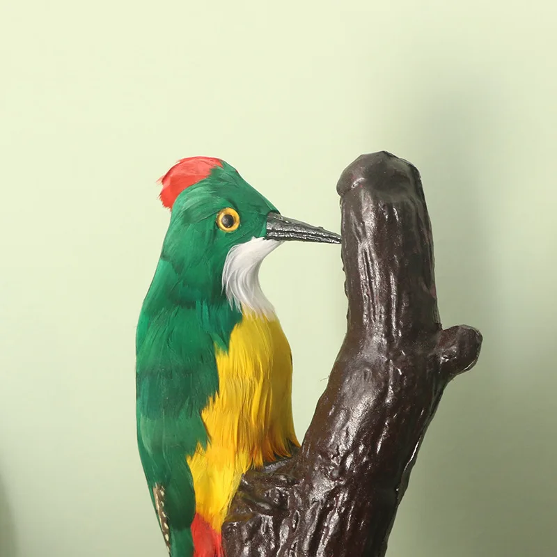 Simulation Woodpecker About 14X7X24CM Bird Static Model Plastic&Furs Stump Woodpeacker handicraft Home Decoration gift A0377