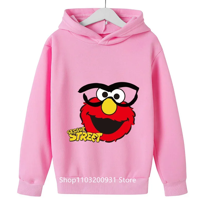 2024 Autumn New Sesame Street Hoodie Kids Knitted Sweatshirts Baby Girls Cartoon Pullover Clothes Boys Hoody Outerwear