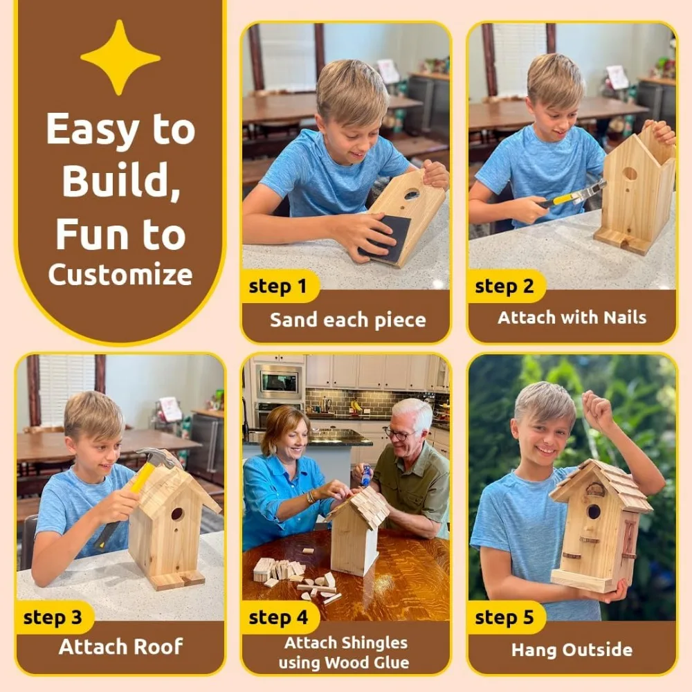 مجموعة بيت الطيور الخشبي الفاخر - قم ببناء بيت الطيور بنفسك - مجموعات بيت الطيور للبالغين للبناء - أعمال النجارة للبالغين ودي #3