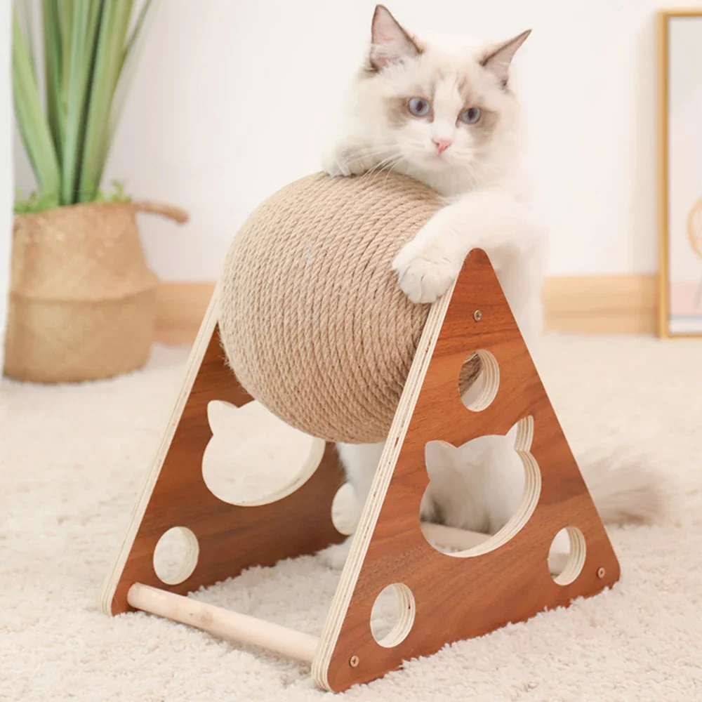 FZCSPEED Cat Scratch Board Cat Toys Wooden Interactive Solid Wood Durable Scratch Indoor Cat Wearable Furniture Supplies