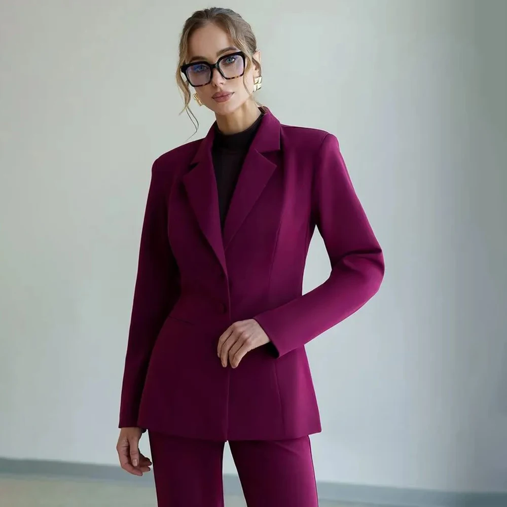 

Customized Women's Suits High Quality Single Breasted Notch Lapel Blazer Formal Business 2 Piece Jacket Pants Clothing