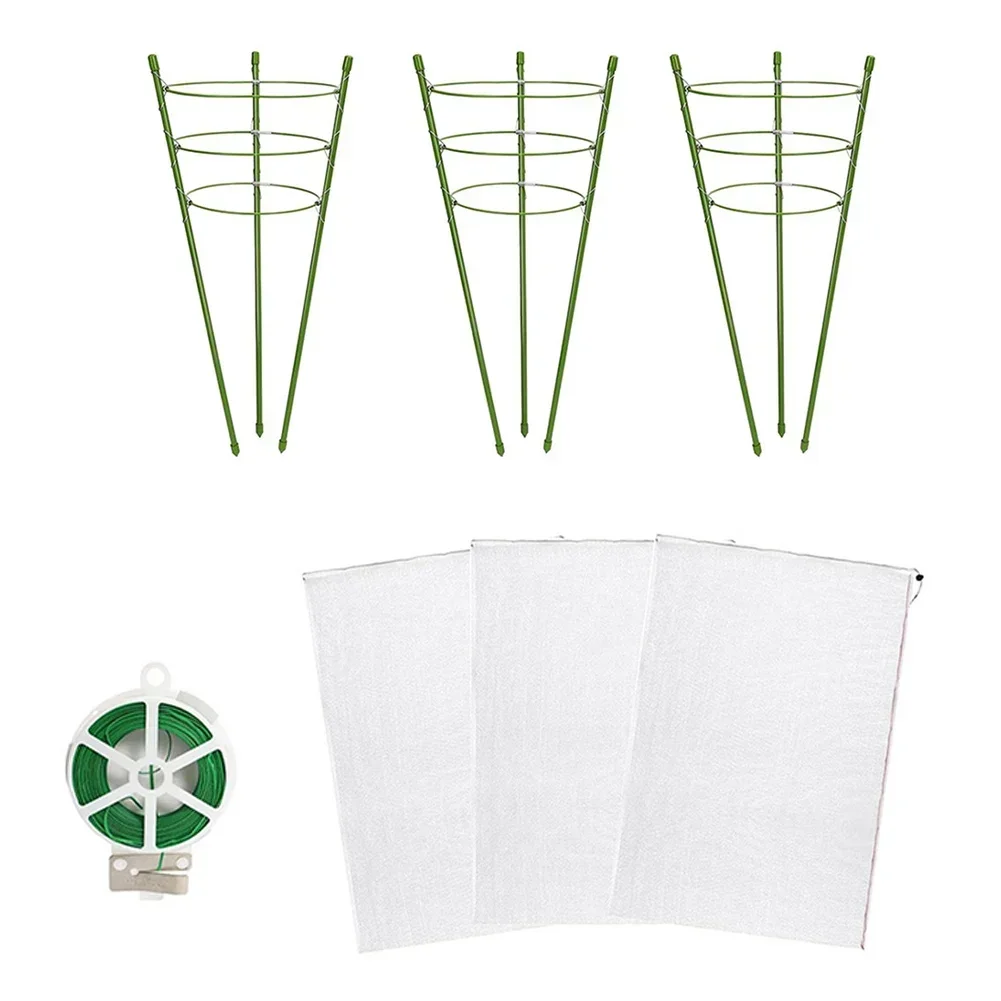 

3set Three-layer Plant Support Cages Accessories Round Vegetable Trellis Climbing Plants Screens Support Protection Cage Stakes