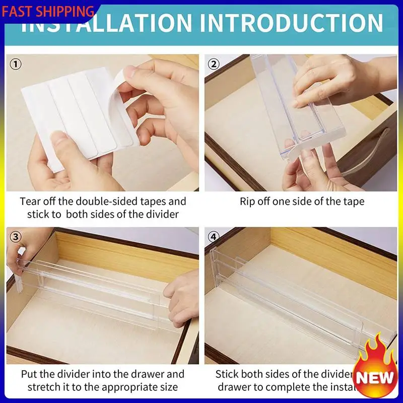 Hot Trend-Drawer Dividers 24 Pack, Adjustable 3.2 Inch High Expandable From 11-20.6 Inch Kitchen Drawer Organizer, Clear Plastic