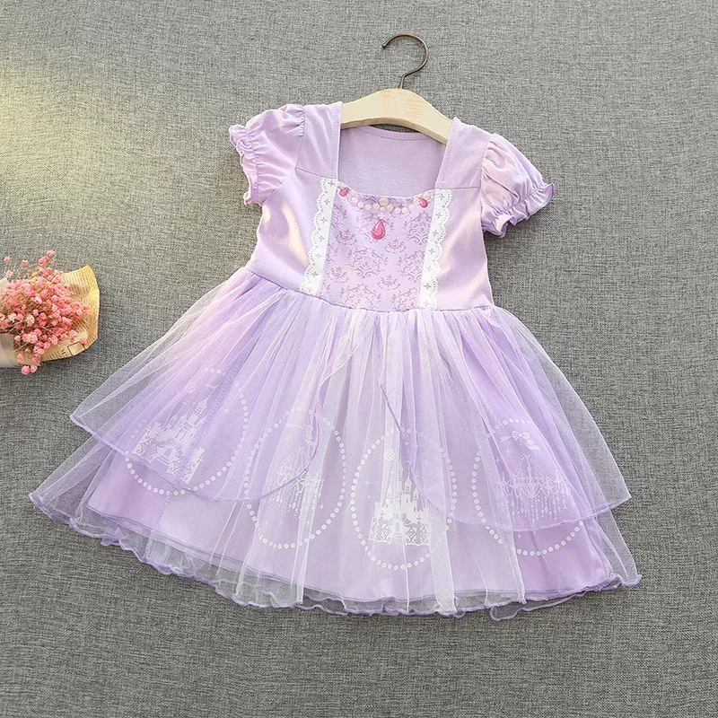 Neues Sommer-Mädchenkleid mit Kurzen Puffärmeln, Kinder-Geburtstagskleid, Halloween-Aufführungskostüm, Tüll-Partykleid H3307 – Detail 12