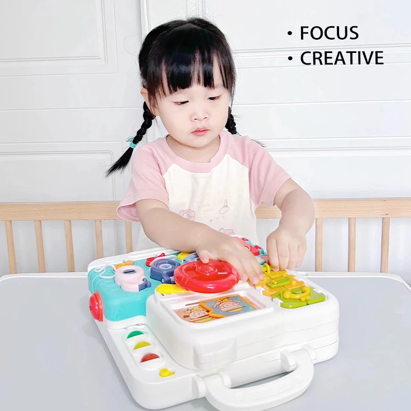 Baby Sensory Busy Board Montessori Toys Music Lights Switch Multifunction Travel Play Early Educational Activities Toy for Kids