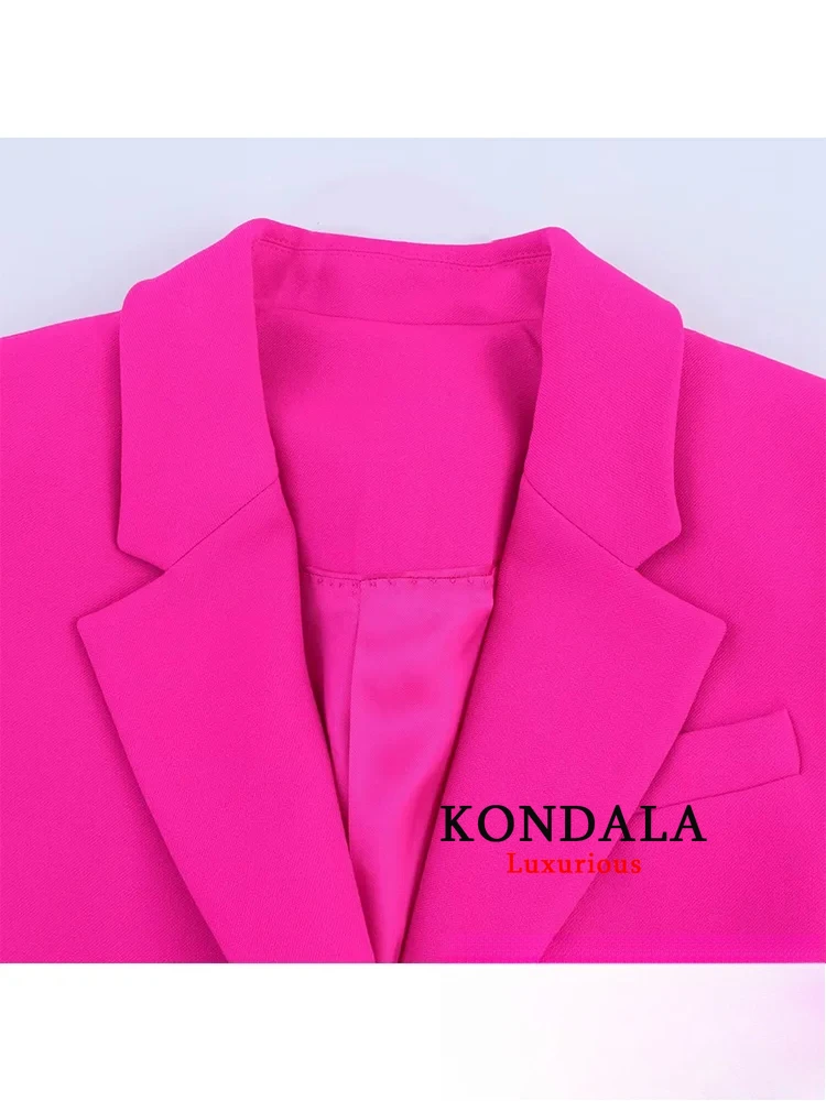 بدلة نسائية كلاسيكية أنيقة من KONDALA بجيوب واحدة الصدر سترة ضيقة سراويل مضيئة موضة 2025 طقم مكتب سيدة لربيع وصيف