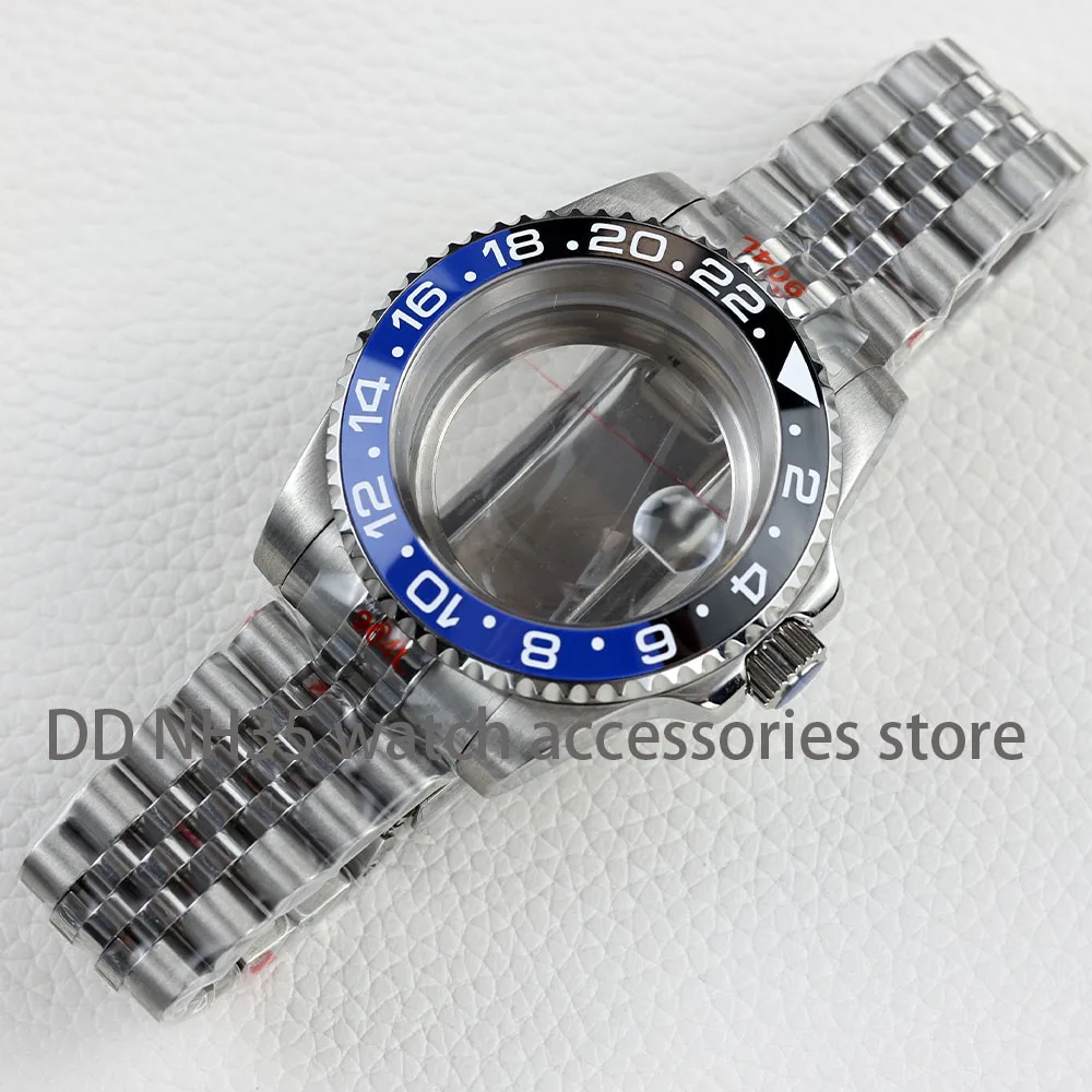 Dive NH35 Case 40mm Stainless Steel Sapphire Glass Fit NH35 NH36 movement 28.5mm Dial GMT Sub Yacht Watch Case Jubilee Bracelet